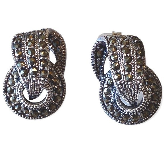 Vintage Marcasite Sterling Silver Earrings - Picture 1 of 7